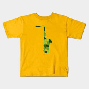 Blues Sax - Abstract green Kids T-Shirt